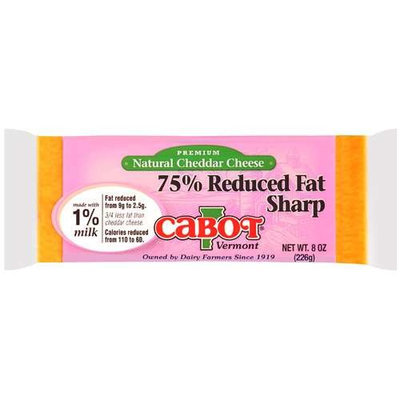 Cabot Vermont: Premium Natural 75% Reduced Fat Sharp Cheddar Cheese, 8 Oz