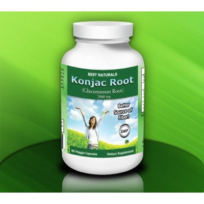 Best Naturals Konjac Root Glucomannan Root, 666 mg per capsule, 180 veggie capsules, Each serving of 3 capsules provides 2000 mg.