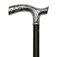 King Of Canes Men Fritz Cane Black, Chrome Embossed Handle -Affordable Gift! Item #DHAR-9763400