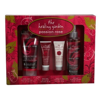 The Healing Garden Passion Rose Sensual Theraphy By Coty For Women. Gift Set ( Romantic Body Mist 7.0 Oz + All Day Moisture Body Lotion 7.0 Oz + All Day Moisture Body Lotion 0.75 Oz + Romantic Body Wash .75 Oz)