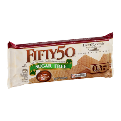 FIFTY 50 Low Glycemic Sugar Free Vanilla Creme Filled Wafers
