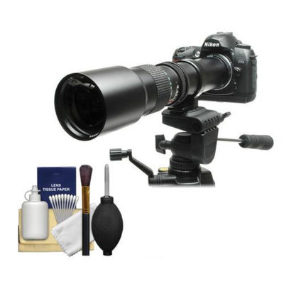 Rokinon 500mm f/8 Telephoto Lens with 2x Teleconverter (=1000mm) for Nikon D3100, D3200, D5100, D7000, D700, D800, D4 Digital SLR Cameras