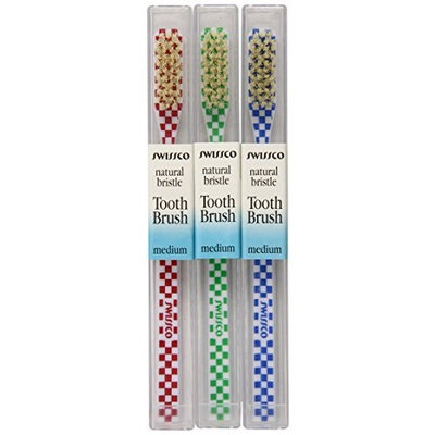 Swissco ToothBrush Natural Bristle Medium, 3-Count Pack