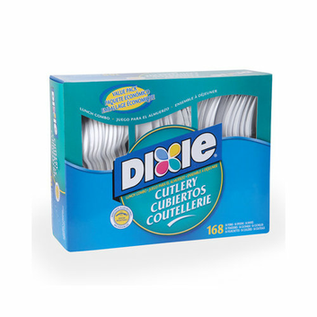 Dixie (56 utensil packs per carton) Plastic Forks / Knifes / Teaspoons in White