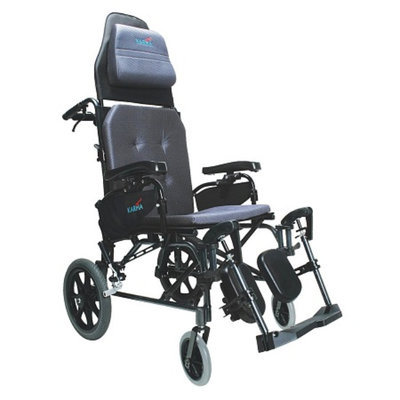 Karman Reclining 18 inch Aluminum Transport Wheelchair, 33lbs