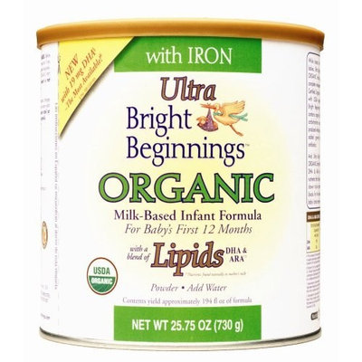 Bright Beginnings Organic Milk Based Infant Formula Powder with Iron and DHA, 25.75 Ounce Cans (Pack of 6)