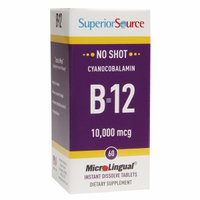 Superior Source - No Shot B12 Cyanocobalamin Instant Dissolve 10000 mcg. - 60 Tablets