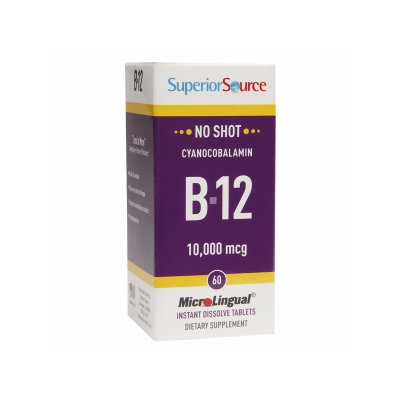 Superior Source - No Shot B12 Cyanocobalamin Instant Dissolve 10000 mcg. - 60 Tablets