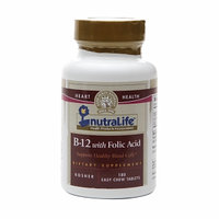NutraLife Vitamin B-12 with Folic Acid, Kosher, Tablets Strawberry