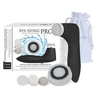 Spa Sonic PRO Skin Care System Face & Body Polisher - 8 Piece Professional Kit, Black, 1 set