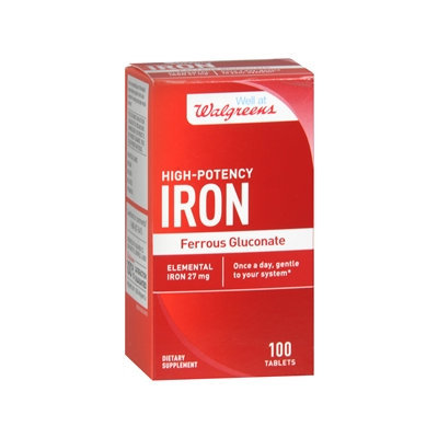 Walgreens High Potency Iron Ferrous Gluconate 27mg, Tablets