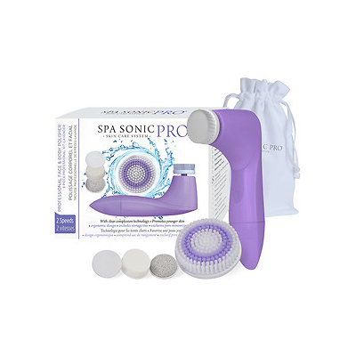 Spa Sonic PRO Skin Care System Face & Body Polisher - 8 Piece Professional Kit, Lavender, 1 set
