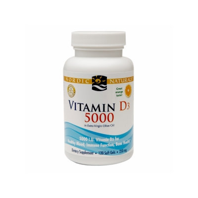 Nordic Naturals Vitamin D3 5000 IU, Softgels, Orange, 120 ea
