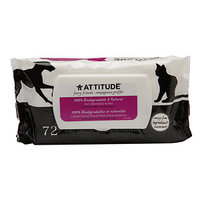 Attitude furry friends Pet Grooming Wipes 100% Biodegradable & Natural, Fragrance Free, 72 count