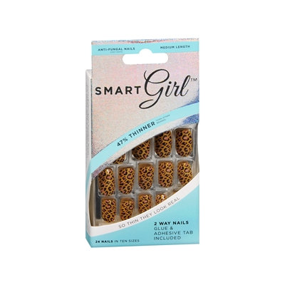 Smart Girl 2 Way Nails, SG05 Animal Print, Medium Length, 24 ea