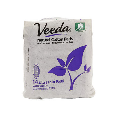 Veeda Natural Ultra Thin Day Pad with Wings, 14 ea