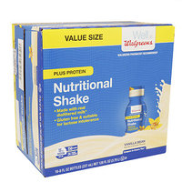 Walgreens Nutrition Shakes Plus Protein, Vanilla Bean, 16 pk, 8 oz