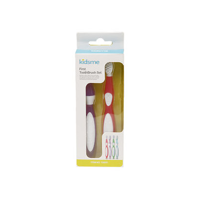 Kidsme First Toothbrush Set, Red and Purple, 1 ea