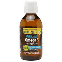 Webber Naturals Crystal Clean from the sea Omega-3 1250mg EPA/DHA with 1000IU Vitamin D3, Lemoncake, 6.76 oz