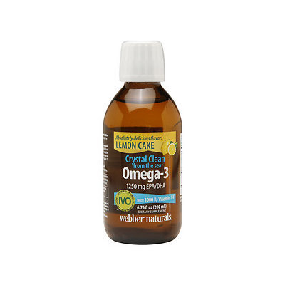 Webber Naturals Crystal Clean from the sea Omega-3 1250mg EPA/DHA with 1000IU Vitamin D3, Lemoncake, 6.76 oz