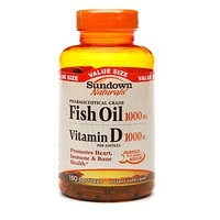 Sundown Naturals Fish Oil 1000mg Vitamin D 1000 IU, Softgels