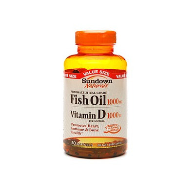 Sundown Naturals Fish Oil 1000mg Vitamin D 1000 IU, Softgels