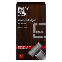 Every Man Jack 6-Bladed Cartridges, Sensitive, 4 ea
