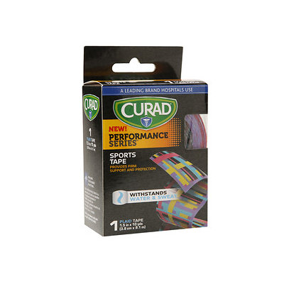 Curad Performance Series Sports Tape, 1.5 inch x 10 yds (3.8cm x 9.1 m), Plaid, 1 ea