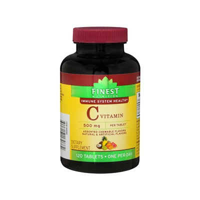Finest Nutrition Vitamin C 500mg, Chewable Tablets Assorted