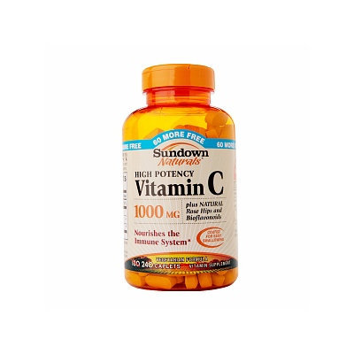 Sundown Naturals High Potency Vitamin C 1000mg, Caplets, 240 ea