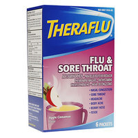 TheraFlu Flu & Sore Throat Powder, Apple Cinnamon, 6 ea