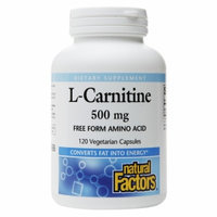 L-Carnitine 500 mg, 120 Vegetarian Capsules, Natural Factors