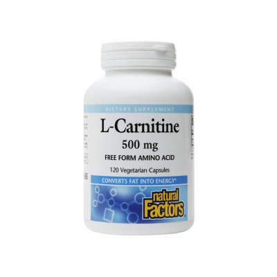 L-Carnitine 500 mg, 120 Vegetarian Capsules, Natural Factors