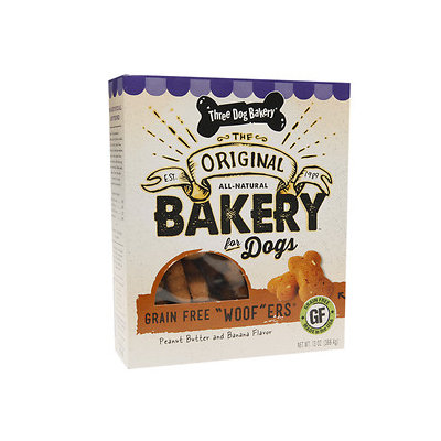 Three Dog Bakery Grain Free Woofers, Peanut & Banana, 13 oz