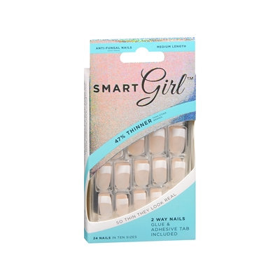 Smart Girl 2 Way Nails, SG02 French Tip, Medium Length, 24 ea