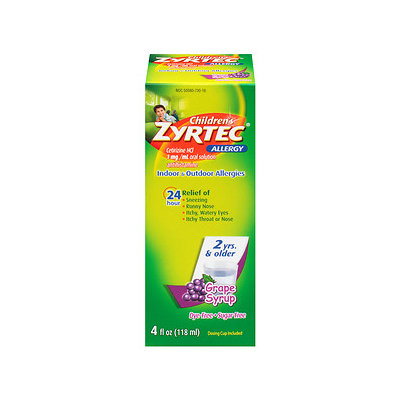 Zyrtec Children's Allergy Relief Liquid, Grape Syrup - 4 fl oz