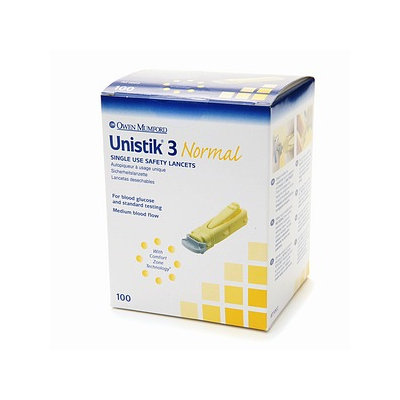 Owen Mumford Unistik 3 Normal 23G Lancets Box of 100