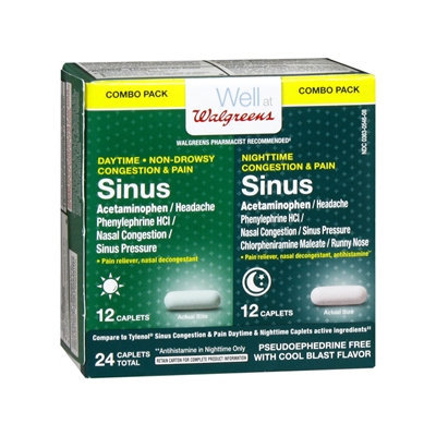 Walgreens Sinus Congestion & Pain Combo Pack Caplets