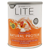 Designer Whey LITE Natural 10g Protein, Tropical Sorbet, 9.03 oz