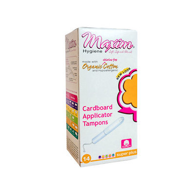 Maxim Hygiene Products Organic Cardboard Applicator Tampon, Super Plus, 14 ea