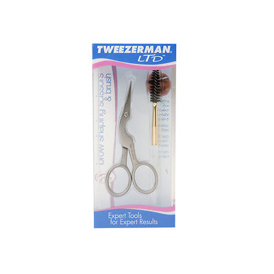 Tweezerman Stainless Steel Facial Hair Scissors & Brush Set