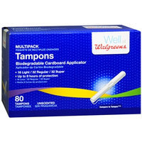 Walgreens Open End Tampons Multipack, Unscented, 80 ea