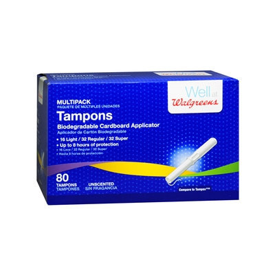 Walgreens Open End Tampons Multipack, Unscented, 80 ea