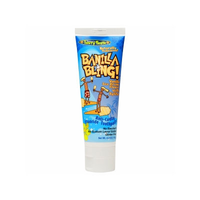 Tanners Tasty Paste Tanner's Tasty Paste Banilla Bling Anti-Cavity Fluoride Toothpaste with Xylitol, Vanilla Ice Cream, 4.2 oz