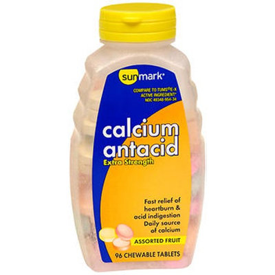 Sunmark Calcium Antacid Chewable Tablets Extra Strength, Assorted Fruit 96 tabs by Sunmark