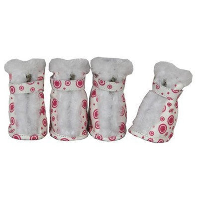 Pet Life DPF09835 Solid Ultra Comfort Velcro Dog Boots, Large, White/Pink