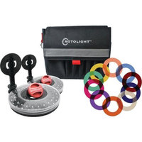 Rotolight Interview Lighting Kit w/ 2 HD LED Stealth Ringlights, 2 Stands & Color Filters Also Includes Belt Pouch