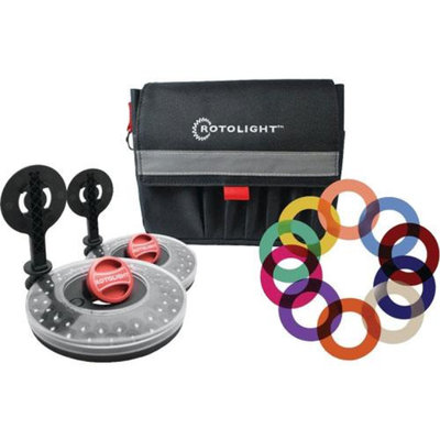 Rotolight Interview Lighting Kit w/ 2 HD LED Stealth Ringlights, 2 Stands & Color Filters Also Includes Belt Pouch