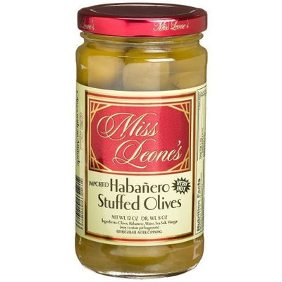 Miss Leone's Stuffed Queen Olives, Habanero, 12-Ounce Jars (Pack of 3)