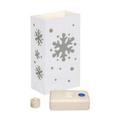 Lumabase Battery Operated LED Luminaria Kit- Snowflake (10 Count)